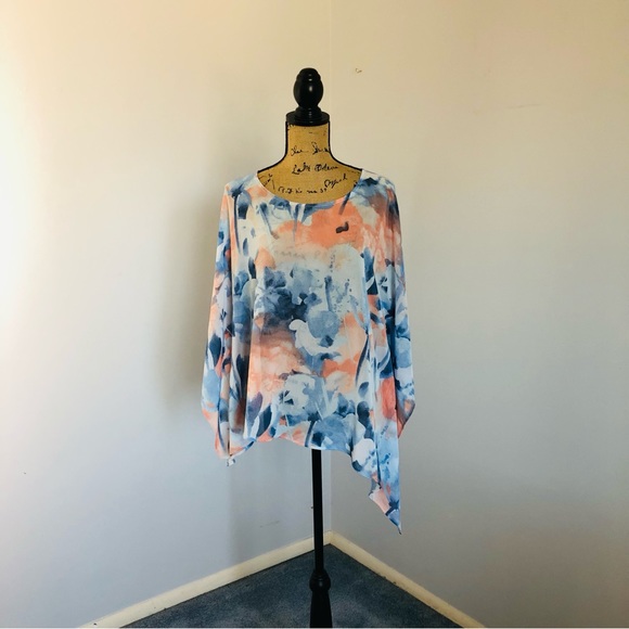 Chicos sheer asymmetric hem blouse over top Sz S/M - Picture 3 of 16